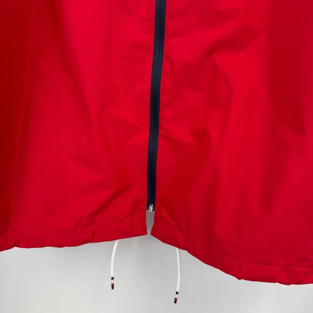 Tommy Hilfiger Sport Mens XL Colorblock Hooded Windbreaker Jacket Red White Blue